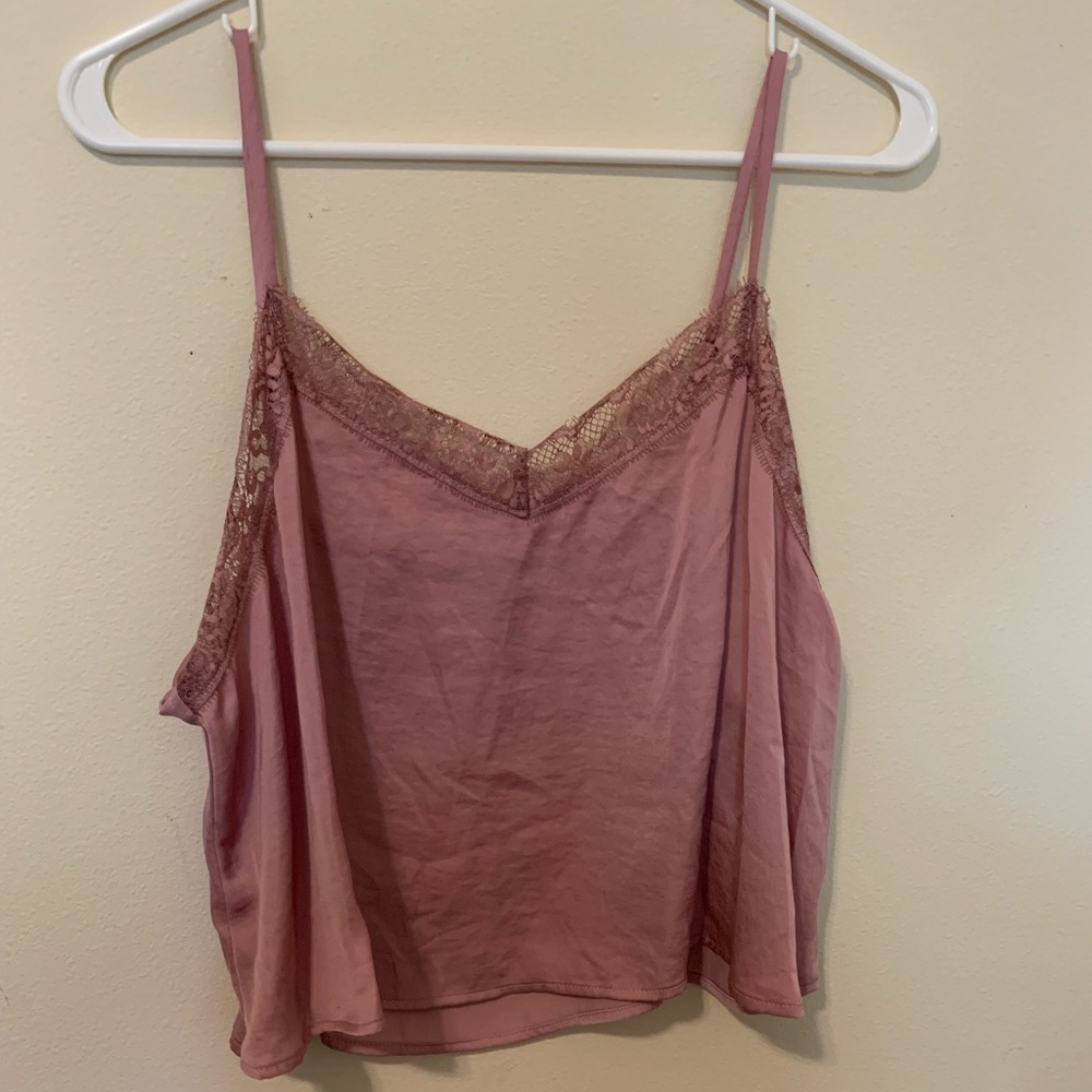 Wild fable satin and lace pink top